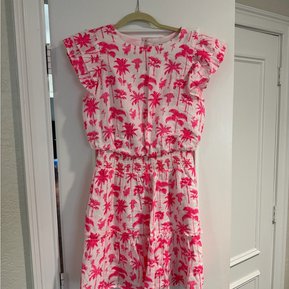 Vineyard Vines Pink Palm Print Casual Dress
